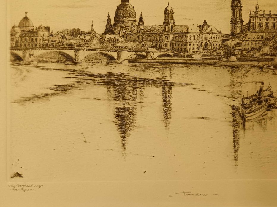 Прекрасен офорт на германския график Albin Mildner – ок. 1930 г.