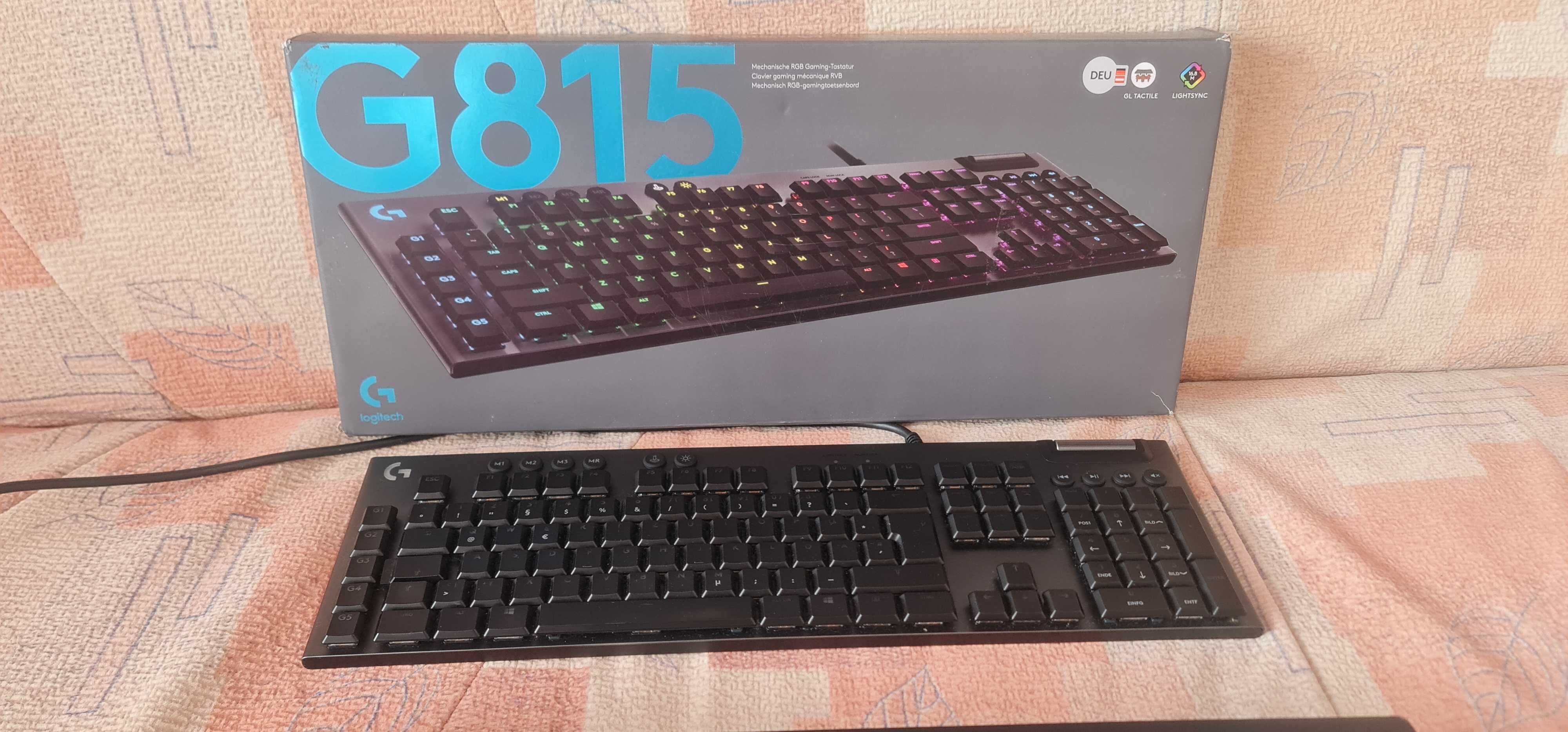 Tastatura mecanica gaming Logitech G815, Ultraslim, Lightsync, SClicky