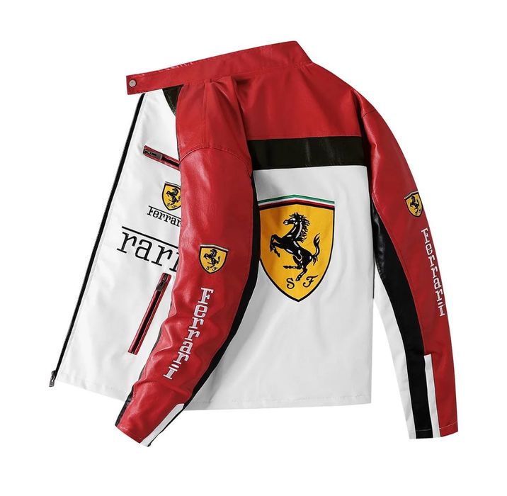Модная кожаная куртка Ferrari formula 1 для прохладных дней