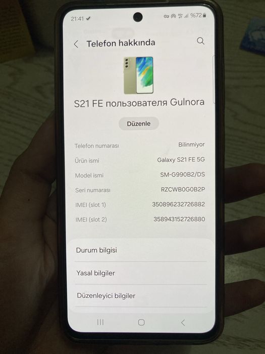 Srochna sotiladi samsung s21 fe