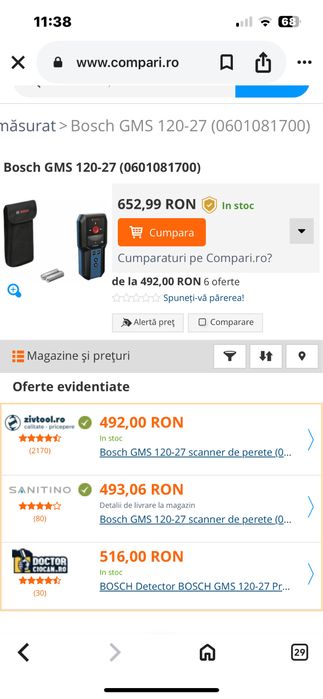 Detectoare Bosch D-Tech 120 sau GMS 120-Sigilate