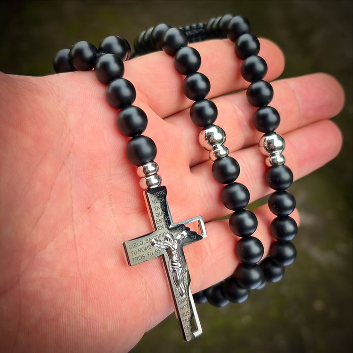 Мъжко Колие със Стоманен Кръст с Разпятие