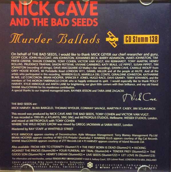 CD Nick Cave and The Bad Seeds - Murder Ballads 1996