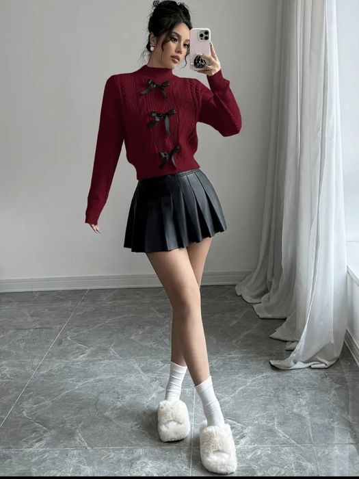 Дамски пуловер в бордо