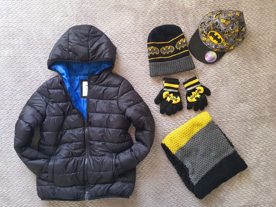 ЛОТ-Черно яке, шапка,шал,ръкавици 140 р-р