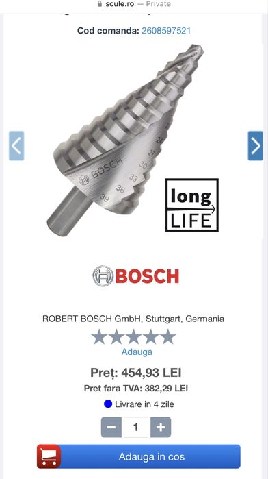 Burghie burghiu jucarie Bosch conic trepte 4-20 6-30