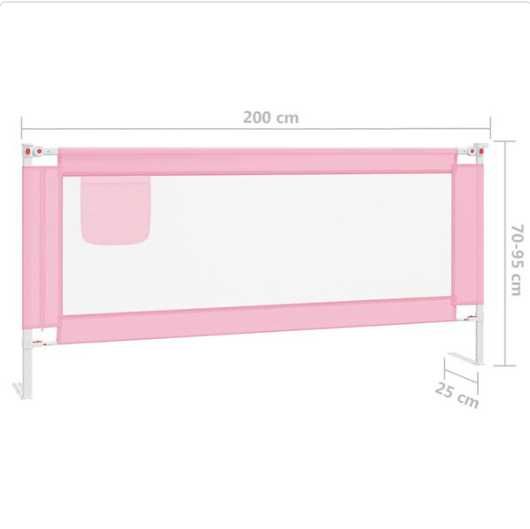 vidaXL Ограничител за бебешко легло, розов, 200x25 см, плат