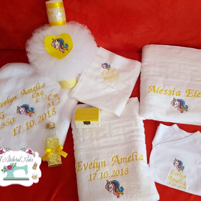 Trusou botez personalizat, tricouri imprimate ,prosoape brodate