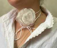 Белый Чокер Цветок Роза женский аксессуар на шею