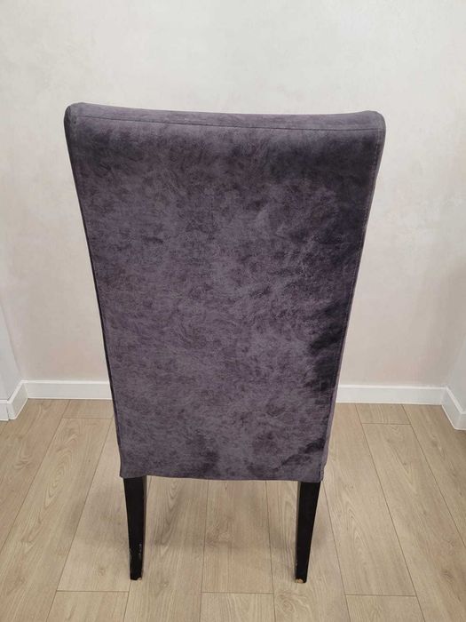 4 x новотапицирани столове за хранене с висока облегалка от сив кадифе