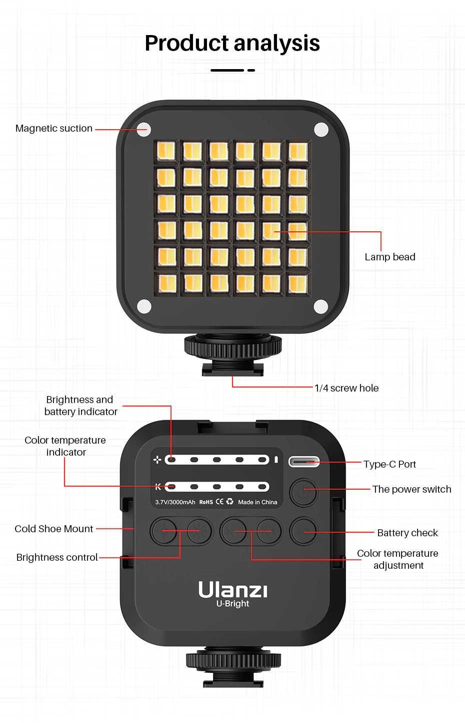 LED Светкавица / Лампа с 81 диода и регулиеруема цветна температура