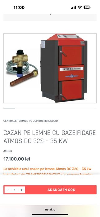 Cazan pe lemne cu gazificare Atmos Dc32 S - 35Kw
