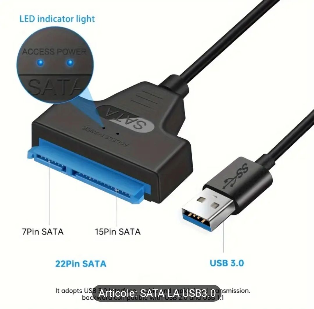 Cablu SATA USB 3.0 / Transfer date Laptop HDD SSD 2.5"