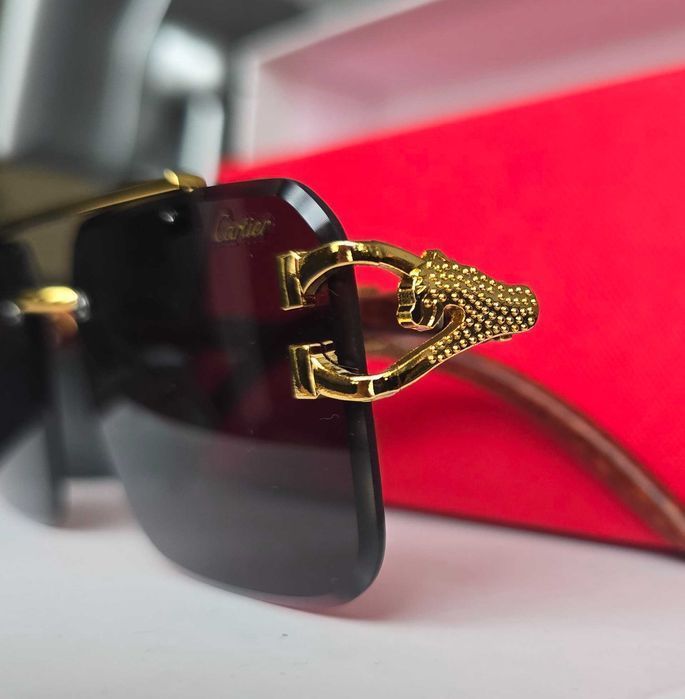 Ochelari de soare rimless Cartier Leopard Black