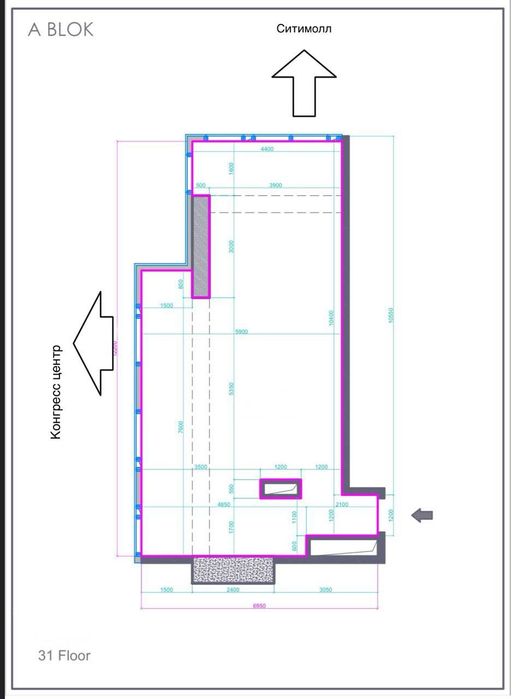 3х комнатная в Tashkent City Nest One 68м² на 31 этаже