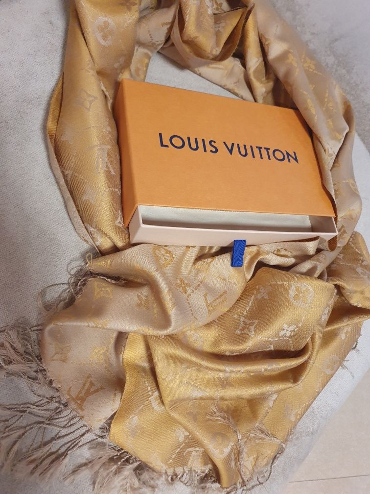 Eșarfă Louis Vuitton originală 100%, matase, noua in cutie