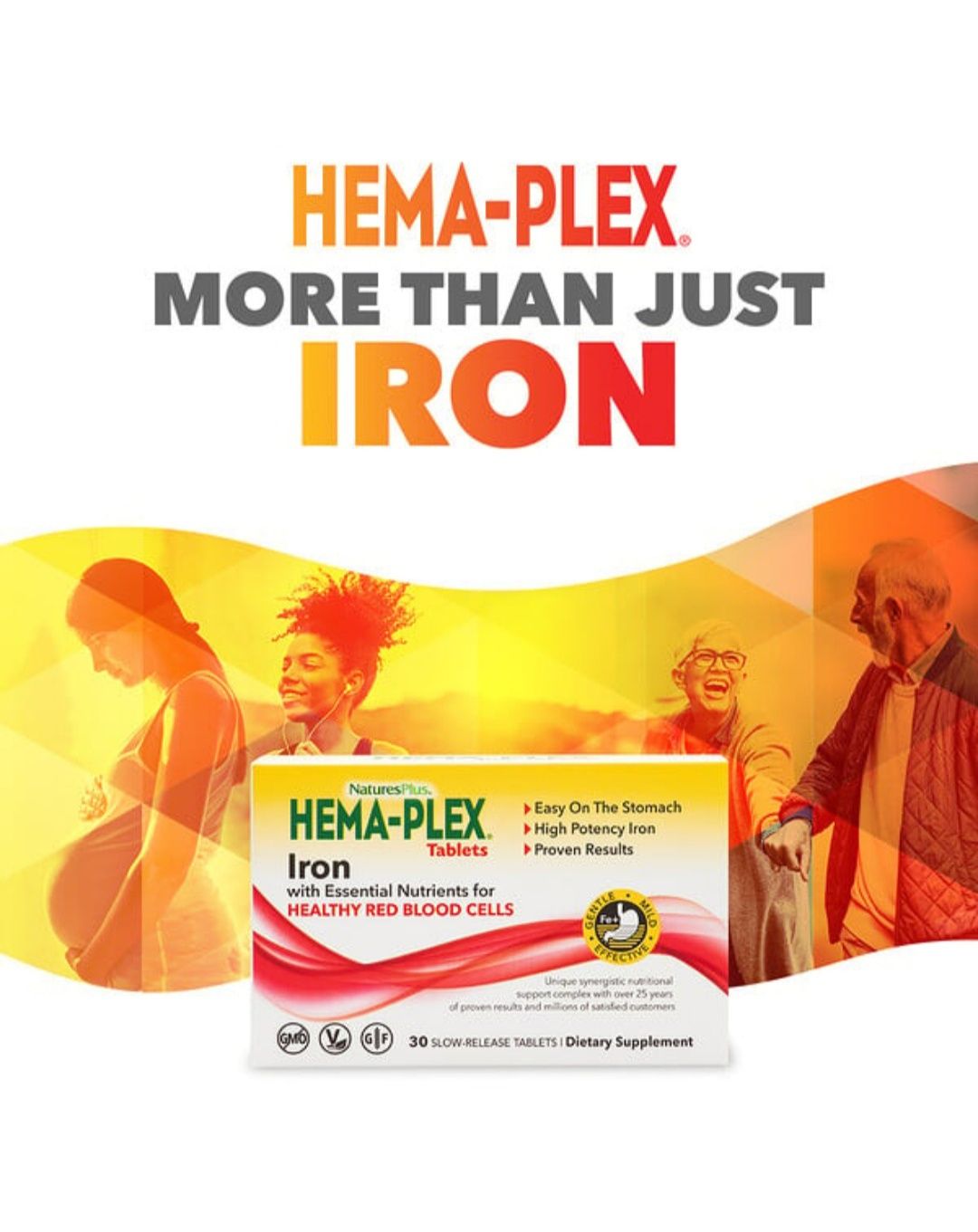 Hema-plex, железо медленного высвобождения, 30 таблеток. Американский