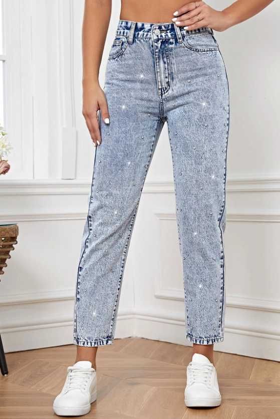 Jeans cu cristale