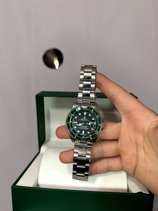 Ceas Rolex oyster perpetual Date argintiu Verde Negru Premium