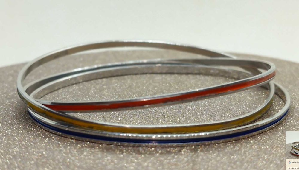 Set 3 bratari argint cu email rosu galben albastru