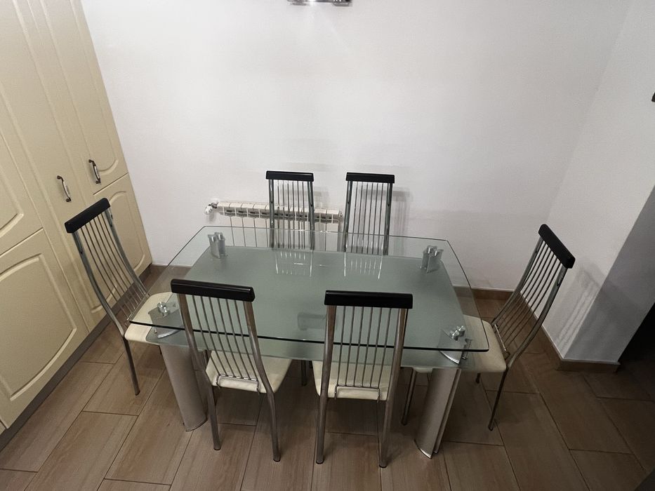 Set Masa sticla cu 6 scaune