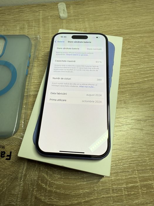 Iphone 16 UltraMarine 128 GB Memorie IMPECABIL FullBox ca NOU