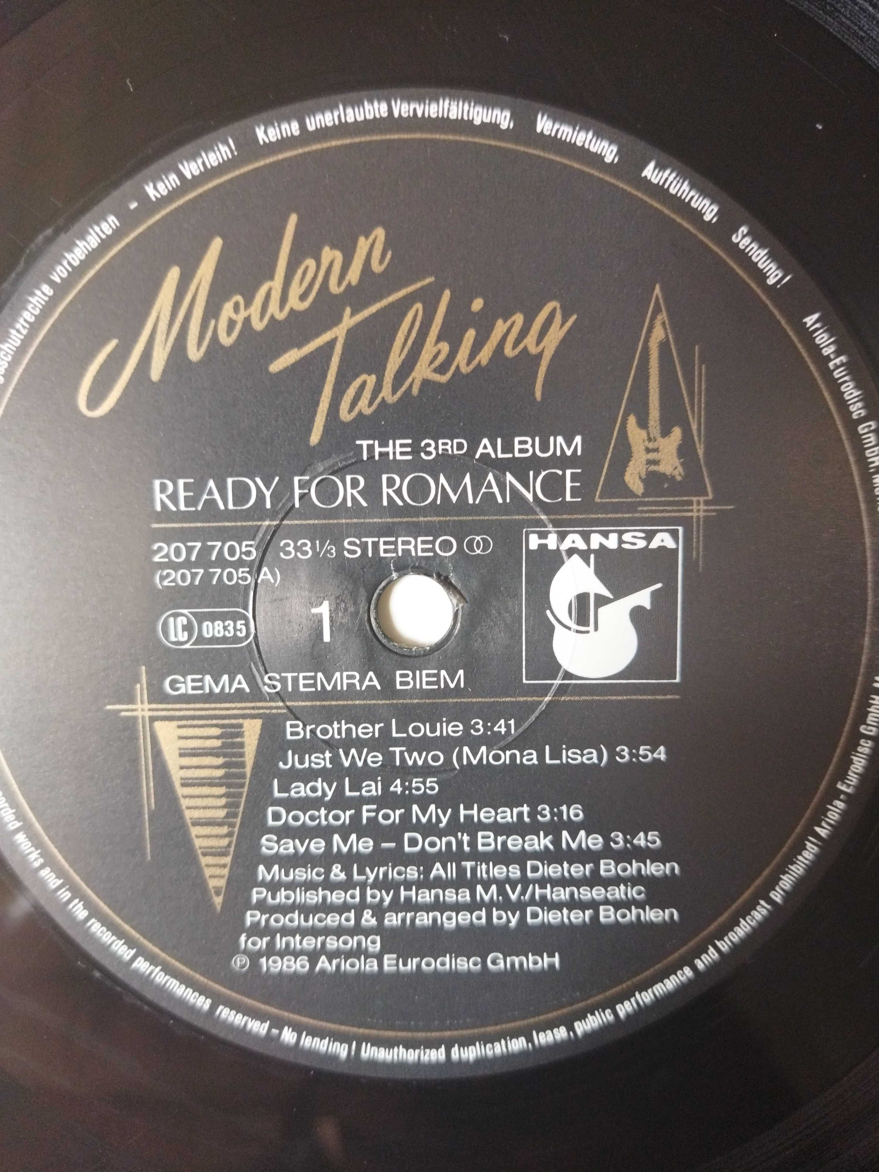 LP Modern Talking – Ready For Romance -The 3rd Album [Hansa 1st press]