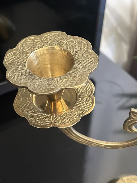 Ретро тристепенен месингов свещник