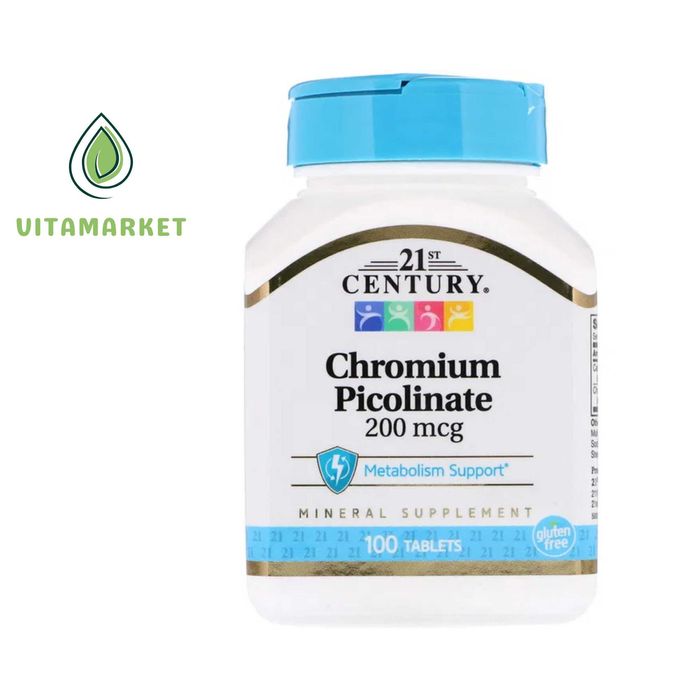 21st Century, Пиколинат хрома, 200 мкг, 100 таблеток