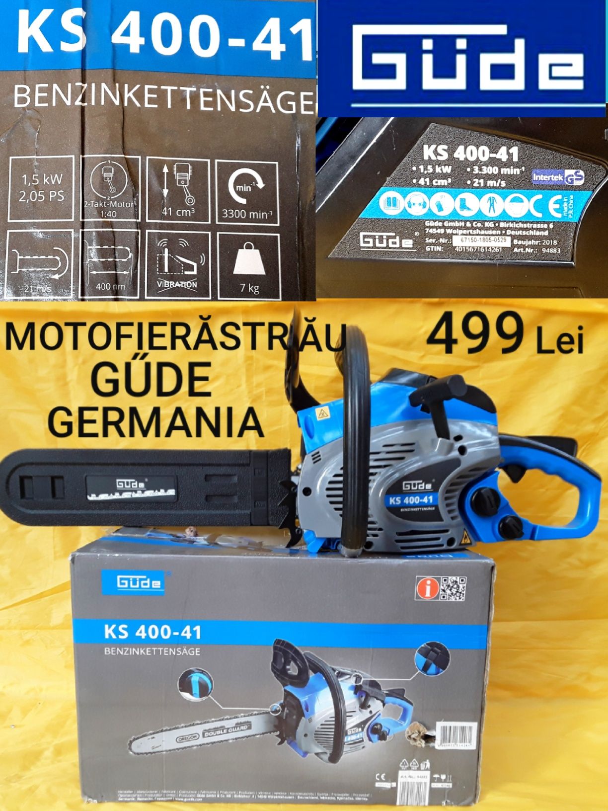 Motofieratrau GŰDE Germania 1,5 kw NOU - 499 Lei