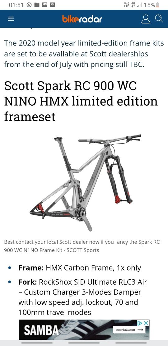 Mtb/bicicleta carbon full suspension SCOTT Spark RC Limited edition