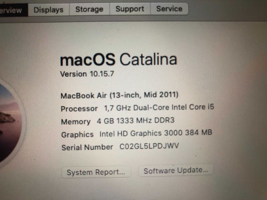 MacBook Air 13,3  2011, i5 1,7 GHz, 4 GB, SSD 256 GB, stare f. buna