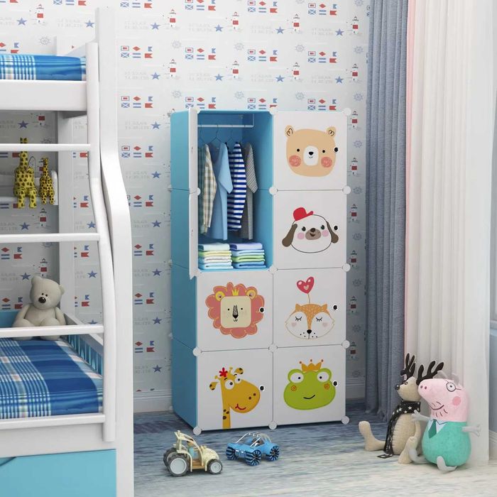 Dulap modular pentru copii, 8 rafturi, durabil, 76X37X147 cm