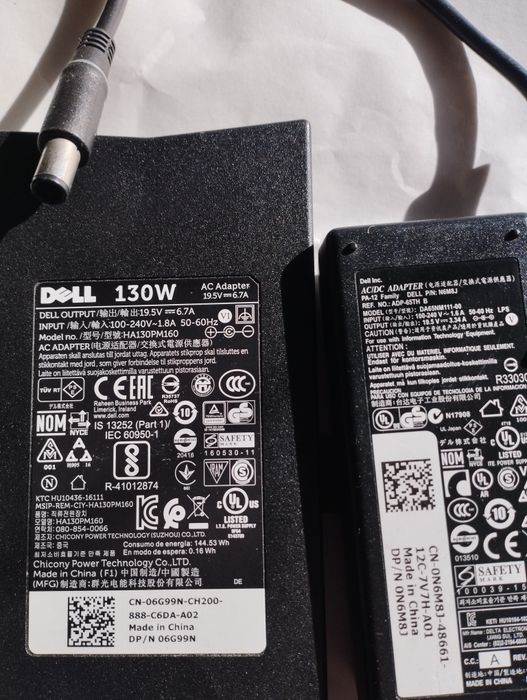 Încărcătoare Dell original,, 19.5v - 3,34 A și 6,7a-130w cu led în con