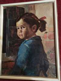 Уникална  картина репродукция на плачещо момиче на Бруно Амадио.