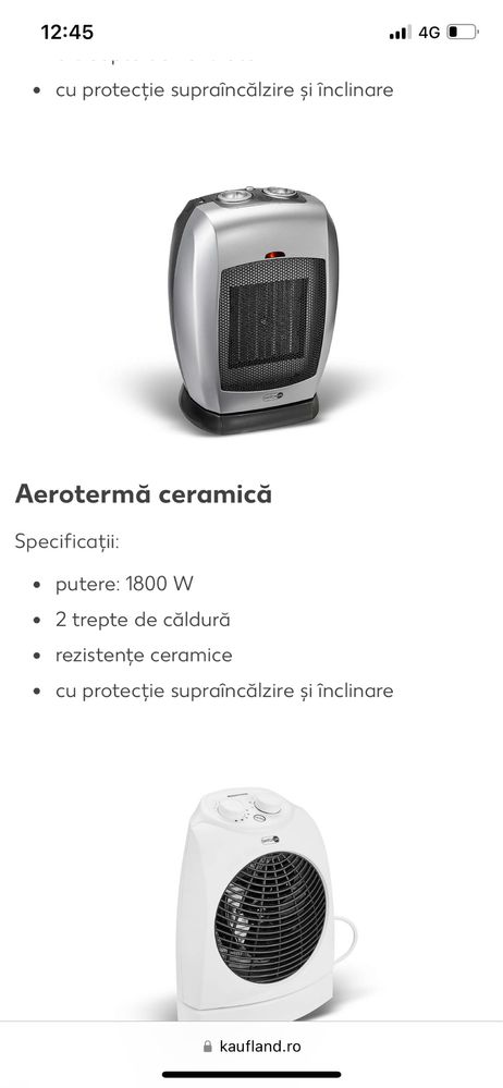 Aeroterma ceramica noua. 1800W