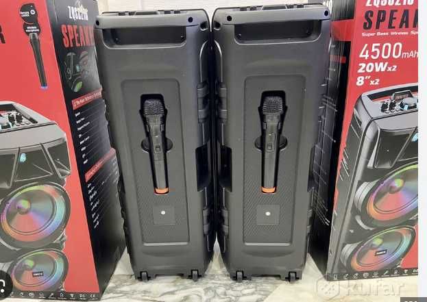 Нова Cobra ZQS8210 2х8 40W ПРЕНОСИМА КАРАОКЕ КОЛОНА цветомузика двоен