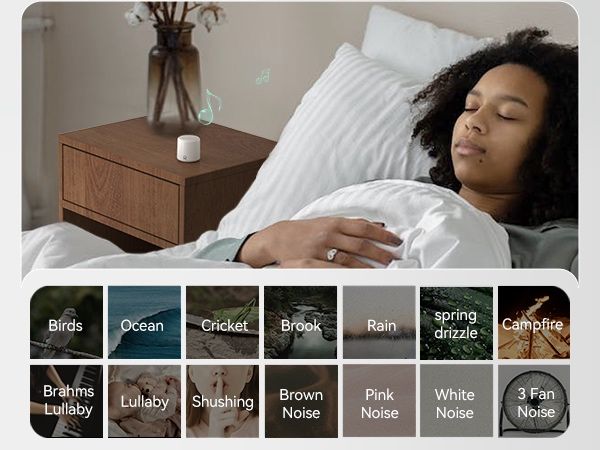 Преносима Звукова машина с бял шум/16 звука от природата/таймер/USB-C
