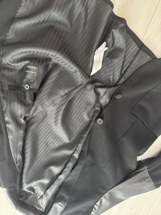 Sacou Zara Man Original - Maneci si guler din piele