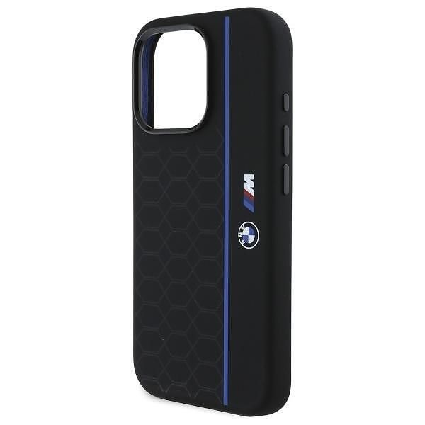 Bmw - калъф hardcase silicone hexagon blue line magsafe за iphone 16 p