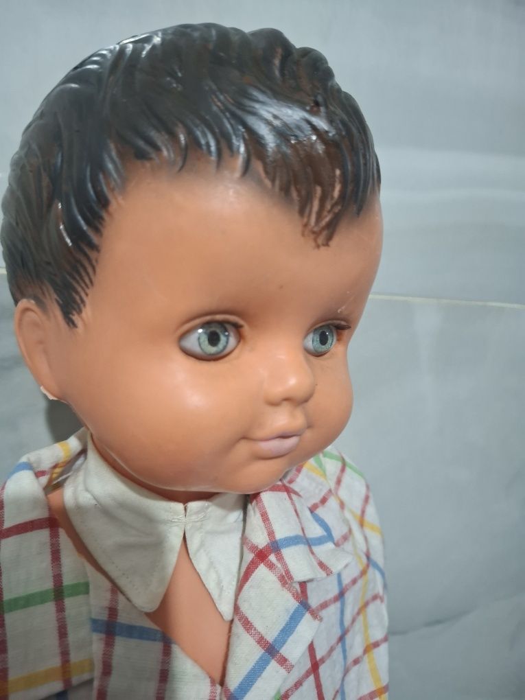 Papusa celuloid veche anii 1940-1950 băietel 52 cm