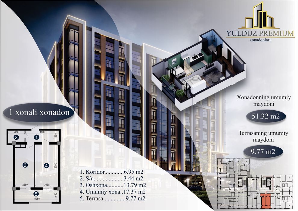 Ilk bor chirchiqda premium honadonlar