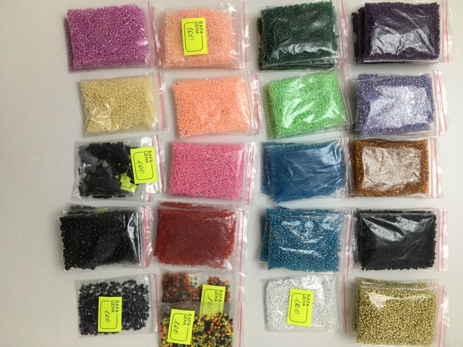 Бисер фасованный Глиттер серебро золото