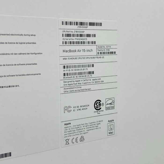Macbook Air M2 / 15 dyum / 16 ozu / 1TB yengi