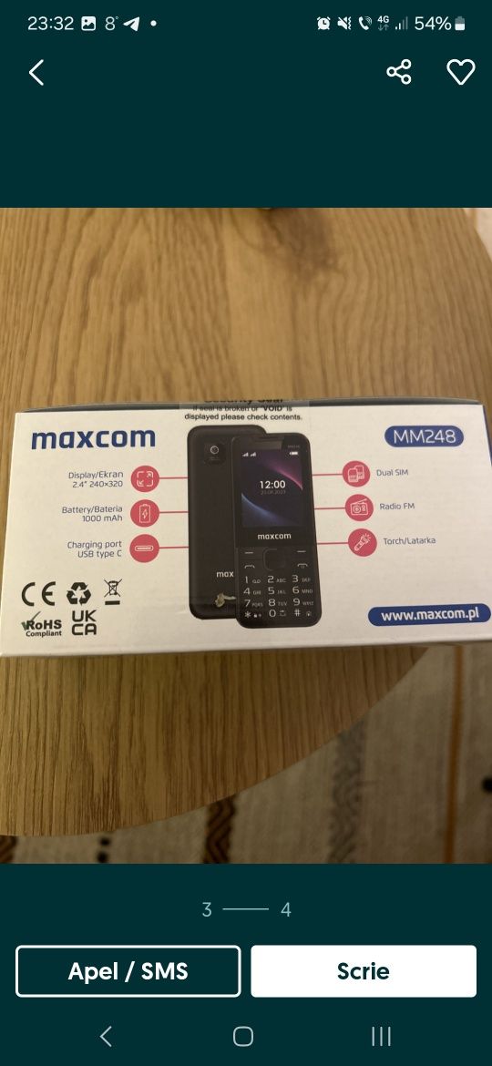 Telefon Maxcom MM 248,nou, sigilat