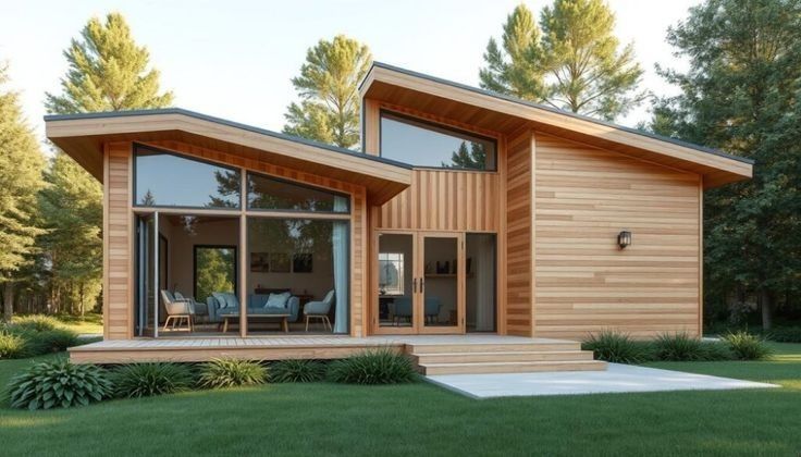 Case pe structura din lemn masiv