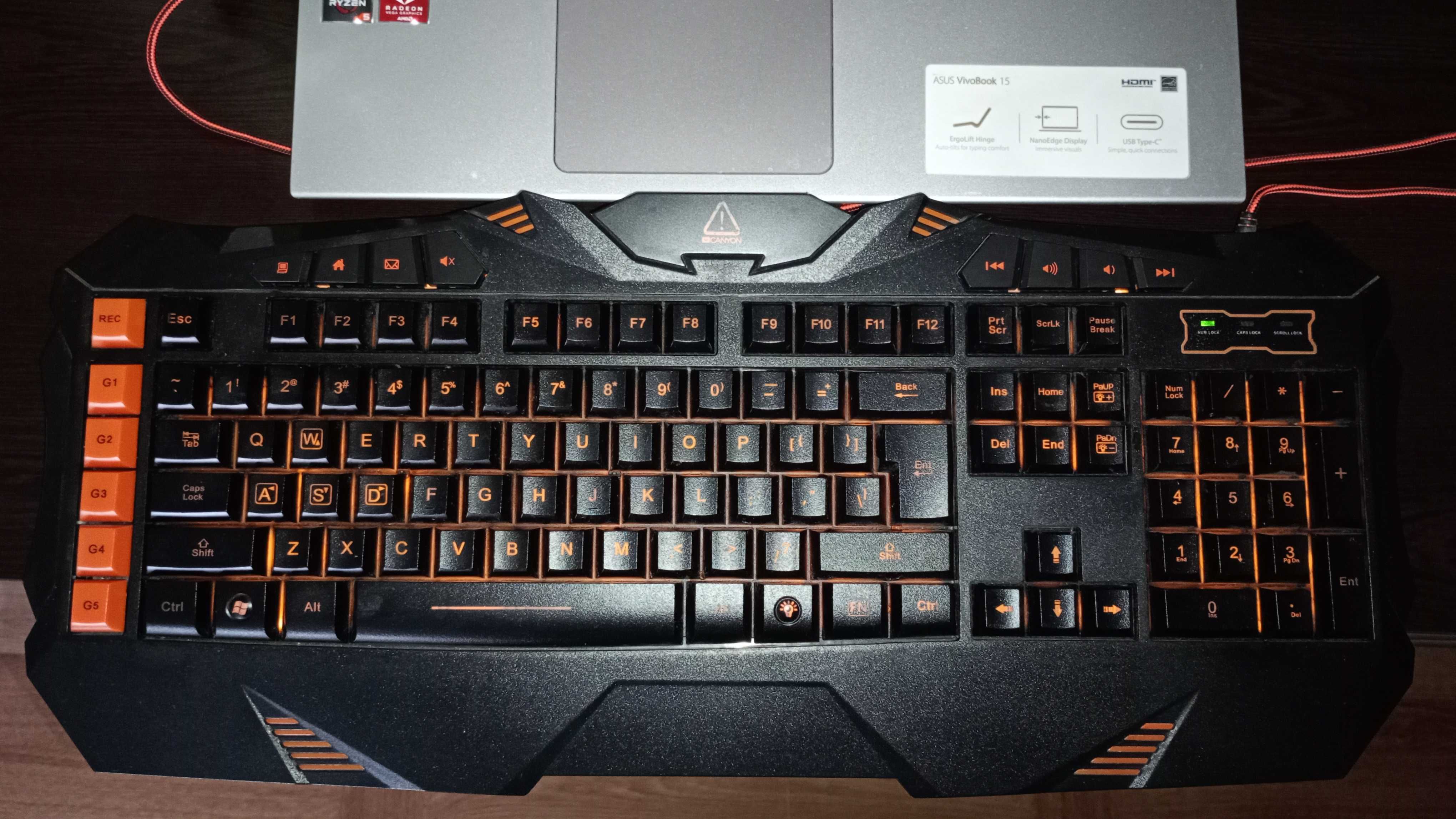Геймърска светеща клавиатура с USB кабел  CANYON FOBOS CND - SKB3