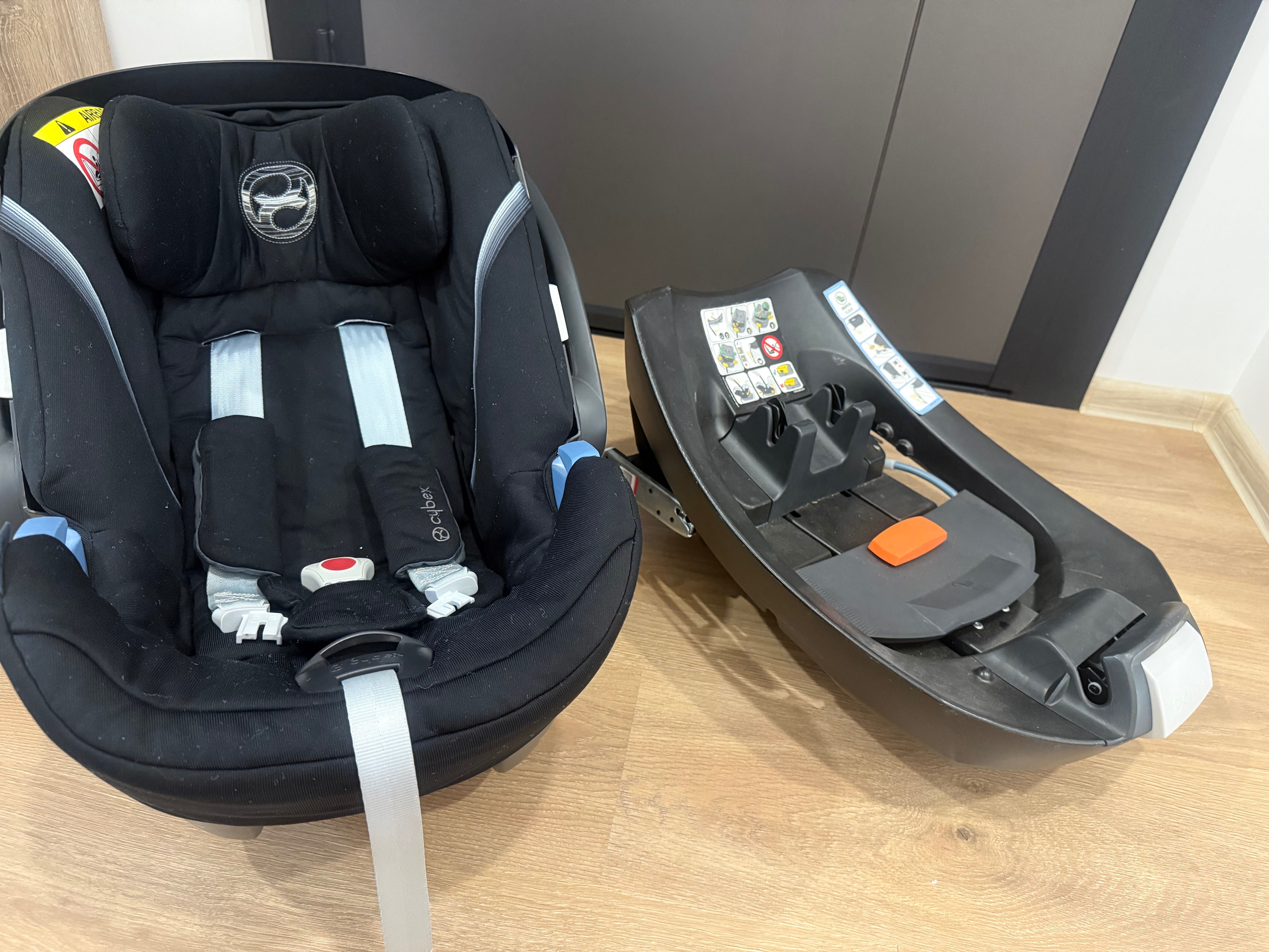 Бебешка кошница Cybex Aton 5 - Deep black + база Cybex Aton Base 2-Fix