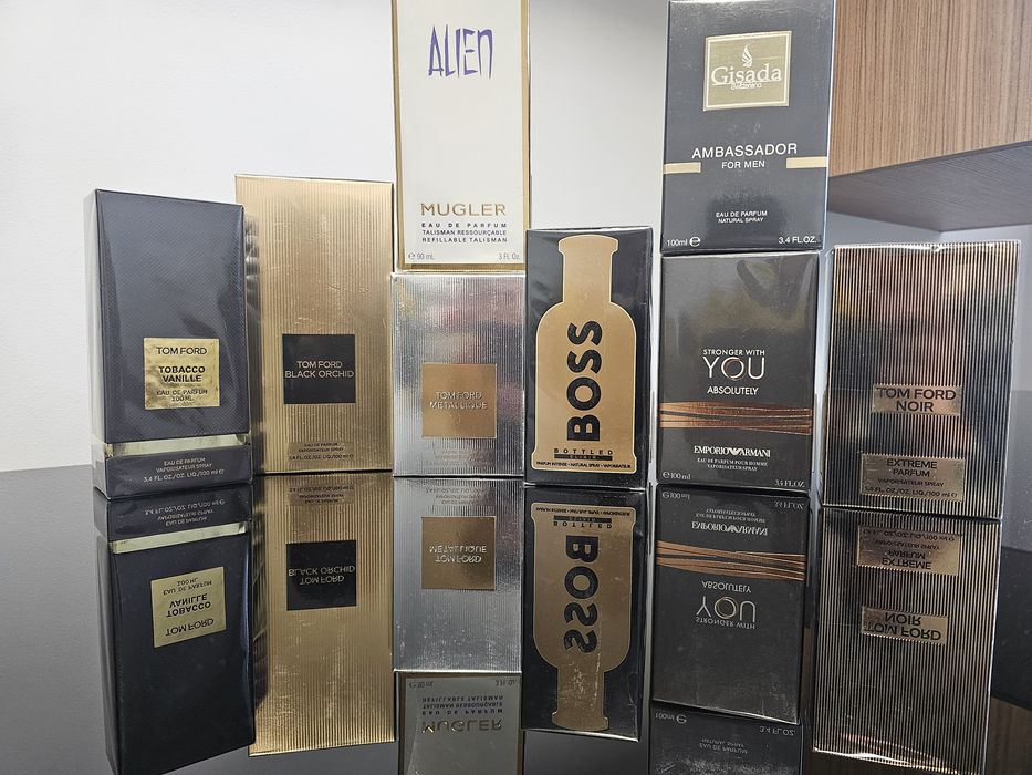 Sospiro, TomFord, Armani, Xerjoff, HugoBoss. Dior, Mugler, Gisada,