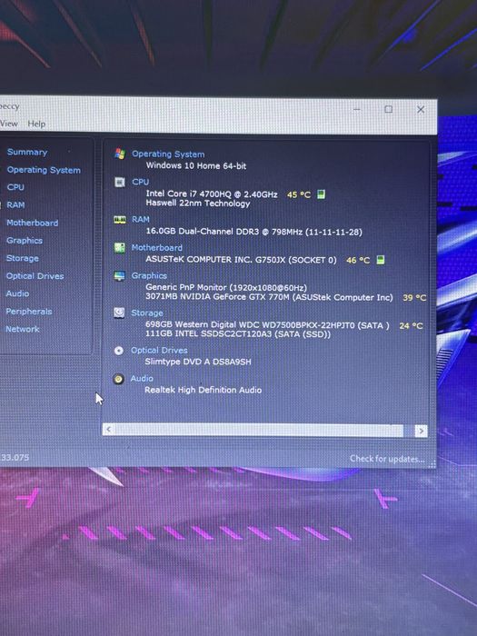 Asus Rog 17 inch.. Gaming.. Procesor i7-4700HQ• 16gb ram•GTX 770 -3gb
